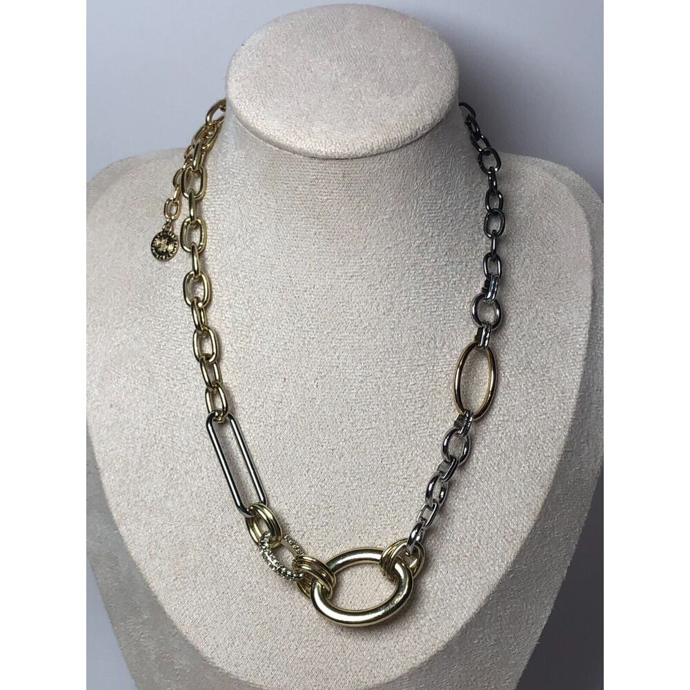 Signed RJG Graziano 18-20" Multicolor Chain Link Necklace Adjustable Crystals - Picture 5 of 5